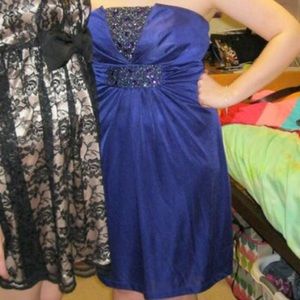 Purple Embellished Strapless Dress